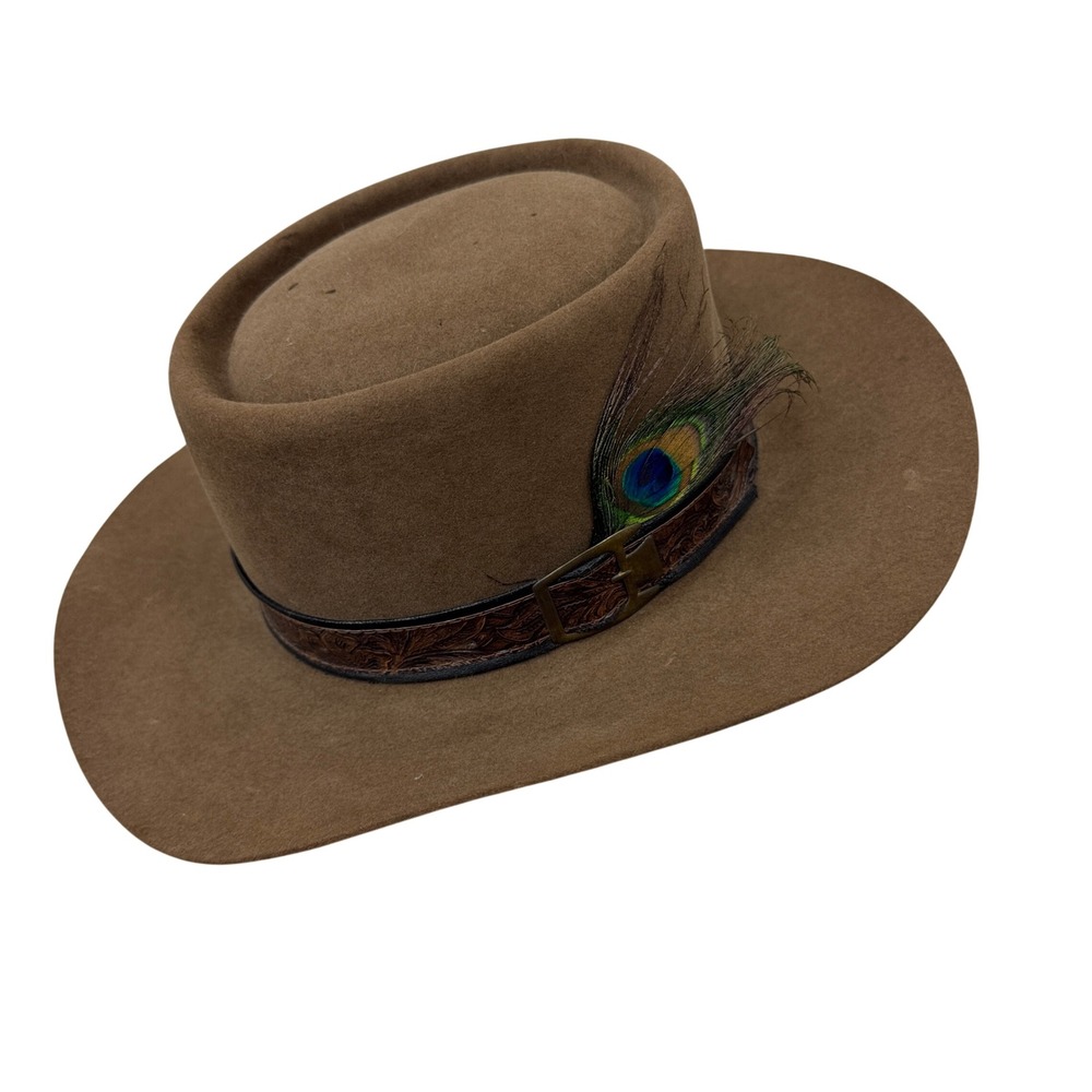 Stetson Revenger Hat Mens 7 1/8 Acorn Brown Wool Felt Western Cowboy Telescope